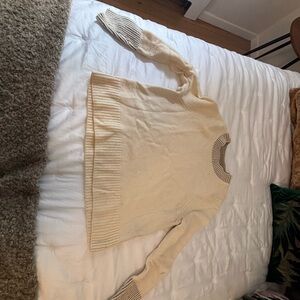 Summersalt xs cashmere creme Sweater with Striped Accents